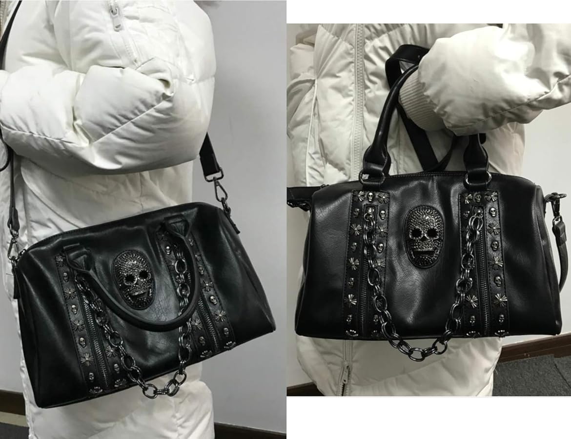 バッグ velour shoulder bag with long stole Amazon.com: FiveloveTwo Women Skull Chain Handbag and Purse